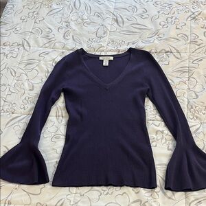 White House Black Market Purple Ribbed Sweater